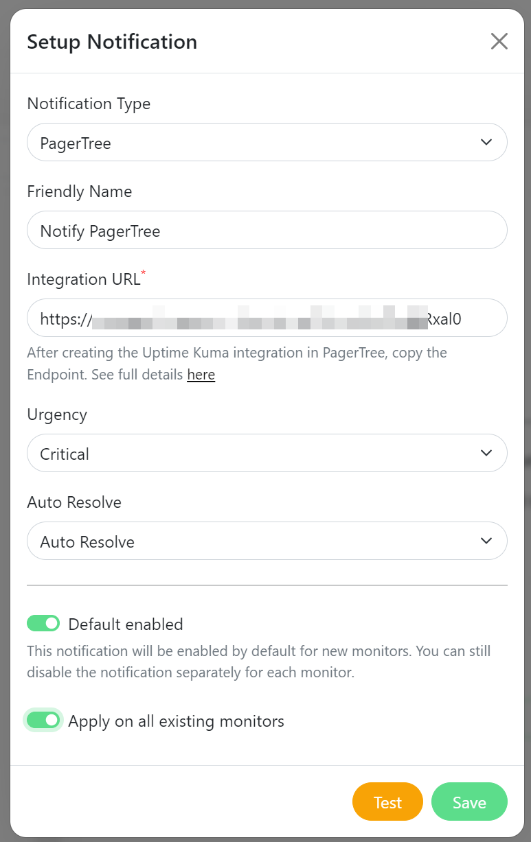 Uptime Kuma PagerTree Notification Configuration